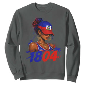 Haitian Revolution 1804 Sweatshirt Haiti Flag Independence Day Haitian Girl Graphic TS10 Dark Heather Print Your Wear
