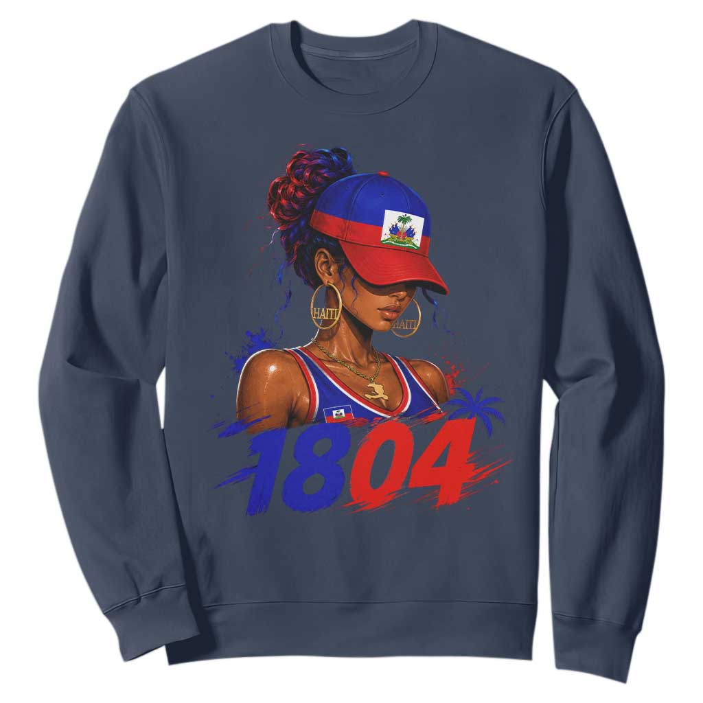 Haitian Revolution 1804 Sweatshirt Haiti Flag Independence Day Haitian Girl Graphic TS10 Navy Print Your Wear