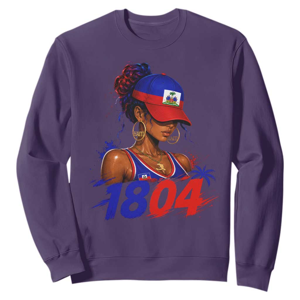 Haitian Revolution 1804 Sweatshirt Haiti Flag Independence Day Haitian Girl Graphic TS10 Purple Print Your Wear