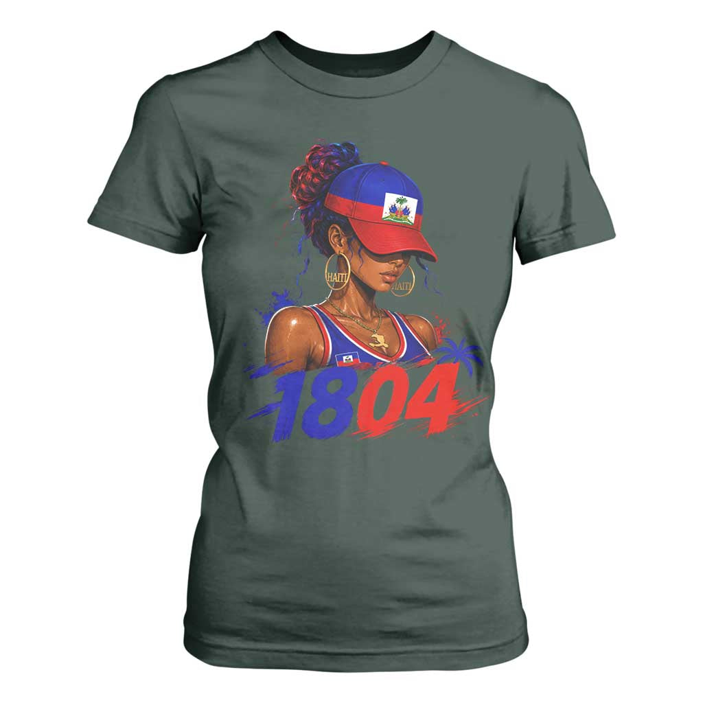 Haitian Revolution 1804 T Shirt For Women Haiti Flag Independence Day Haitian Girl Graphic TS10 Dark Forest Green Print Your Wear