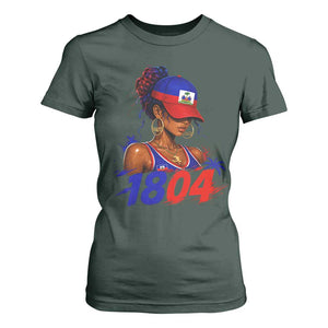 Haitian Revolution 1804 T Shirt For Women Haiti Flag Independence Day Haitian Girl Graphic TS10 Dark Forest Green Print Your Wear