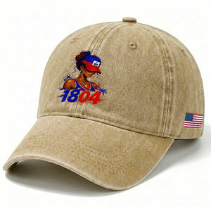 Haitian Revolution 1804 Washed Cotton Baseball Cap Haiti Flag Independence Day Haitian Girl Graphic TS10 Print Your Wear