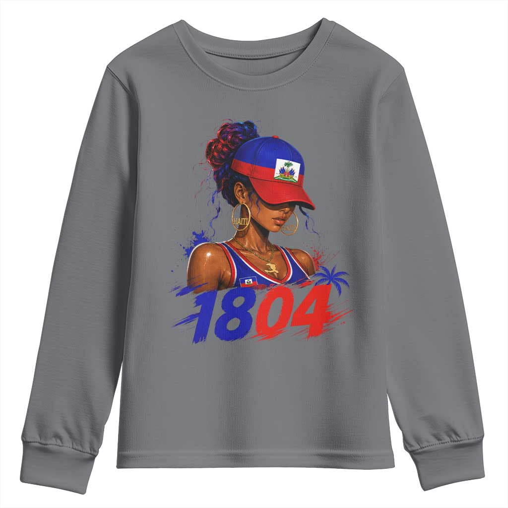 Haitian Revolution 1804 Youth Sweatshirt Haiti Flag Independence Day Haitian Girl Graphic TS10 Charcoal Print Your Wear