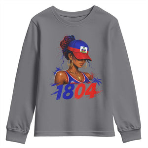 Haitian Revolution 1804 Youth Sweatshirt Haiti Flag Independence Day Haitian Girl Graphic TS10 Charcoal Print Your Wear