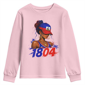 Haitian Revolution 1804 Youth Sweatshirt Haiti Flag Independence Day Haitian Girl Graphic TS10 Light Pink Print Your Wear