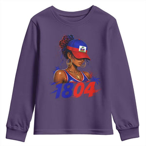 Haitian Revolution 1804 Youth Sweatshirt Haiti Flag Independence Day Haitian Girl Graphic TS10 Purple Print Your Wear