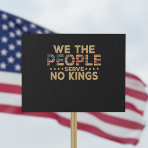 No Kings in USA Protest Sign Vintage Old American Flag We The People TS10 Horizontal 18" × 24" Black Print Your Wear