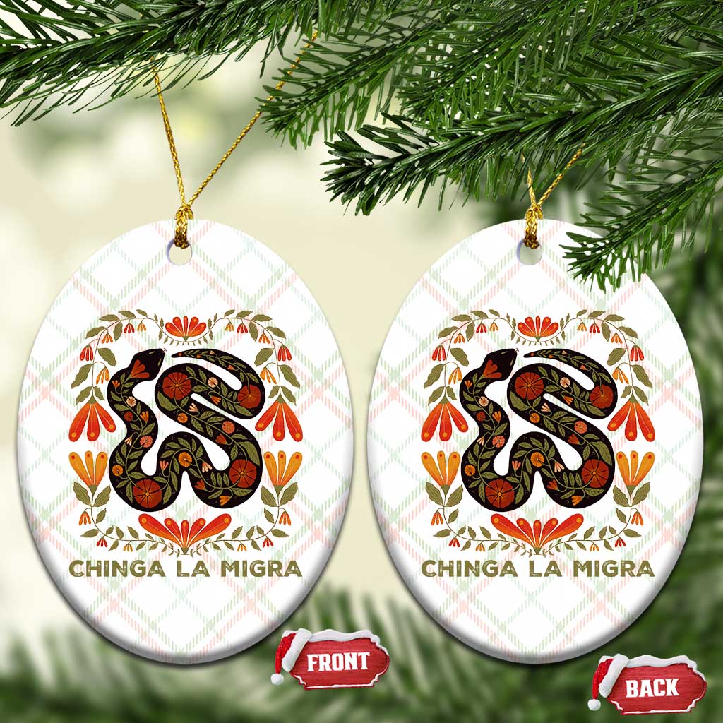 Immigrant Rights Ceramic Ornament Chinga La Migra TS10 Print Your Wear