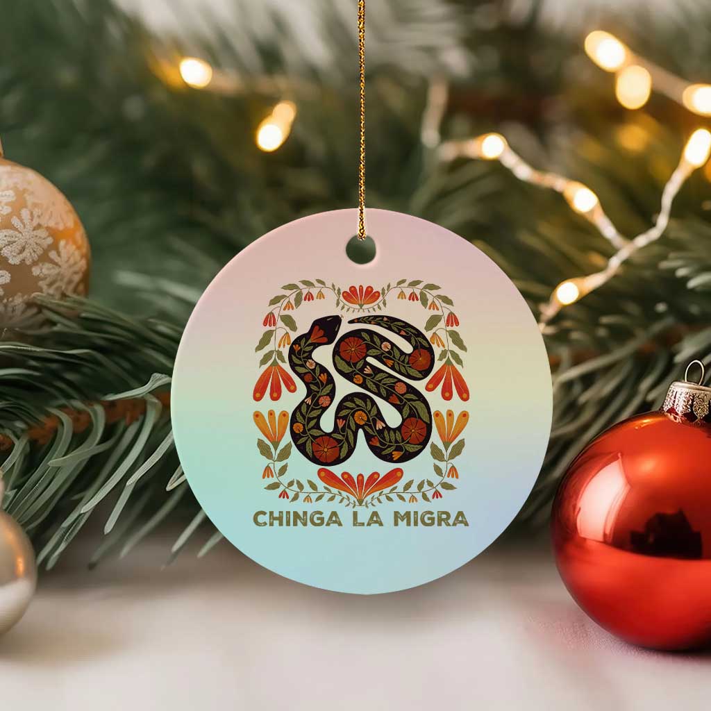Immigrant Rights Ceramic Ornament Chinga La Migra TS10 1pc Pastel Print Your Wear