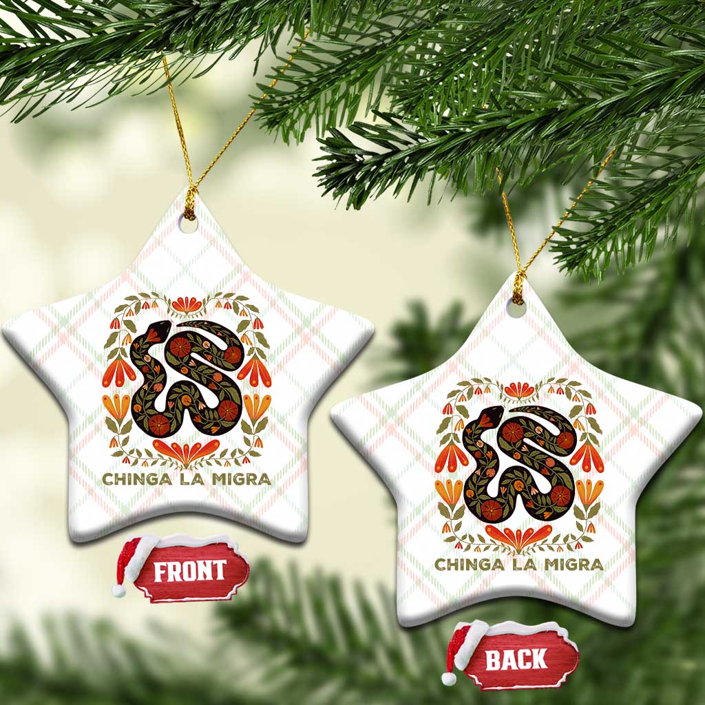 Immigrant Rights Ceramic Ornament Chinga La Migra TS10 Print Your Wear