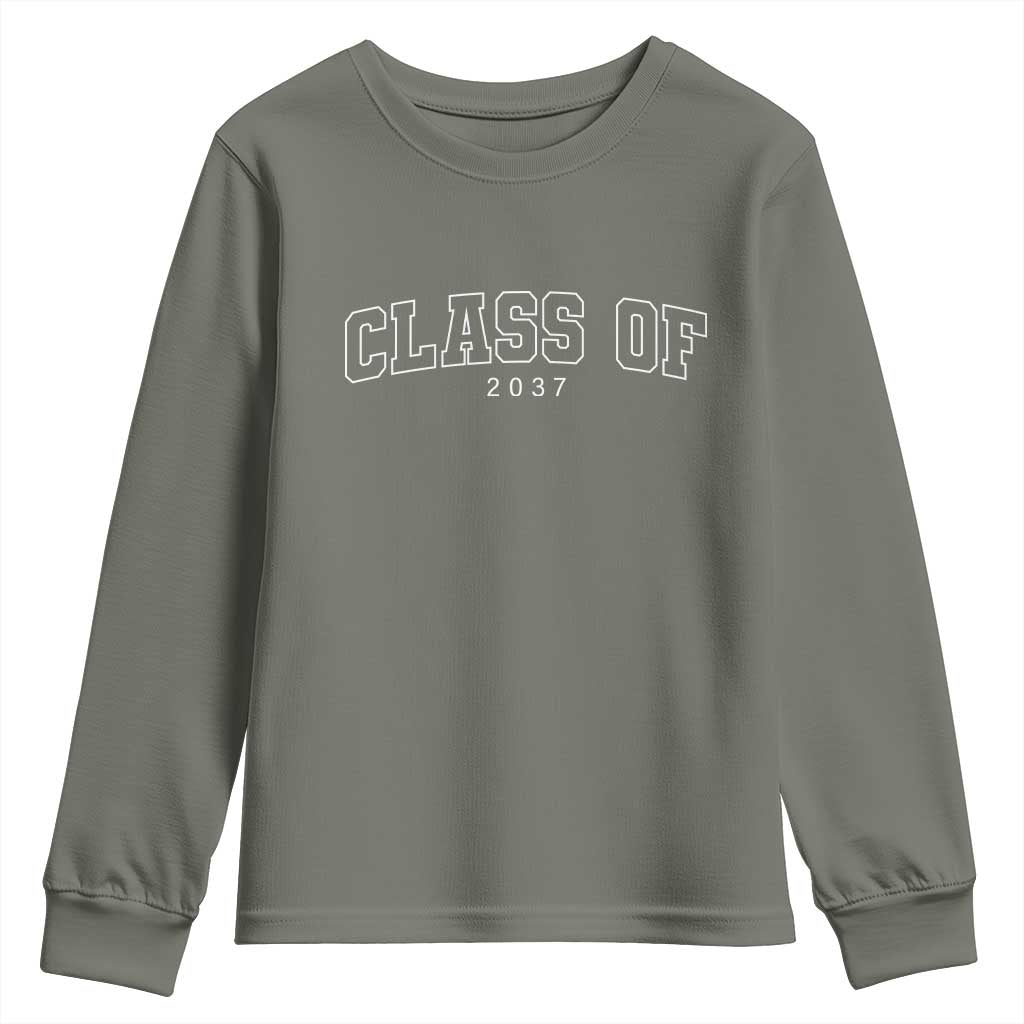 Class Of 2037 Youth Sweatshirt First Day of School Grow With Me Graduation Gift TS10 Military Green Print Your Wear