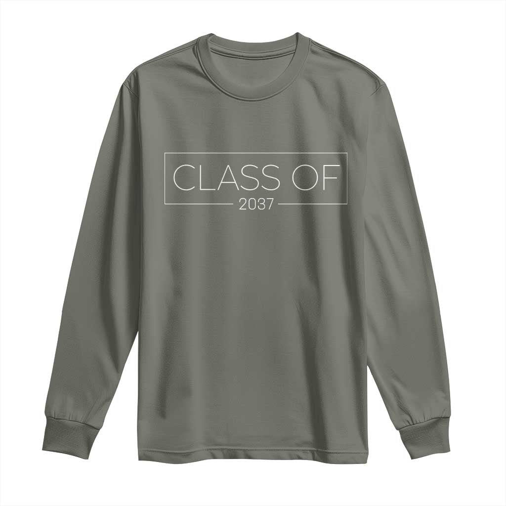 Class Of 2037 Graduation Long Sleeve Shirt Grow With Me First Day of School Graduation Gift TS10 Military Green Print Your Wear
