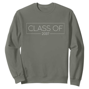 Class Of 2037 Graduation Sweatshirt Grow With Me First Day of School Graduation Gift TS10 Military Green Print Your Wear