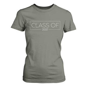 Class Of 2037 Graduation T Shirt For Women Grow With Me First Day of School Graduation Gift TS10 Military Green Print Your Wear