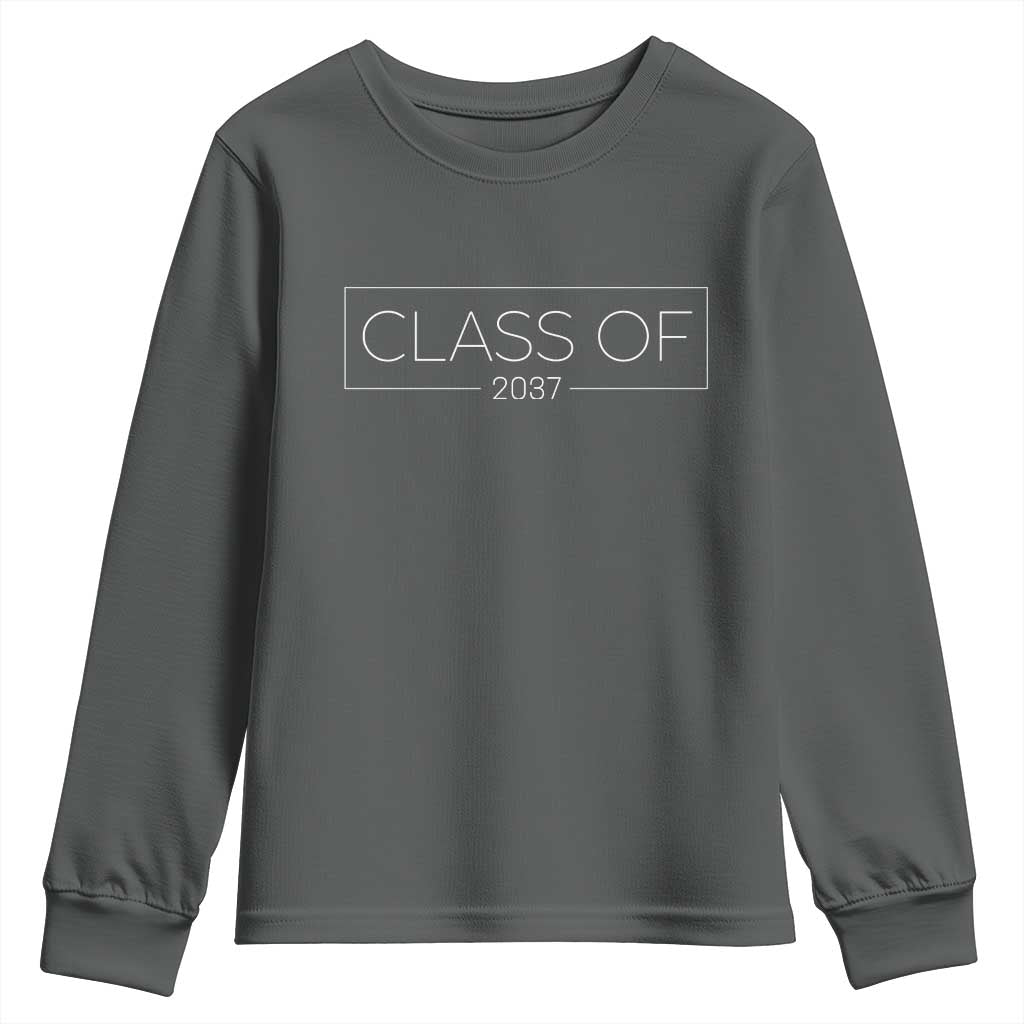 Class Of 2037 Graduation Youth Sweatshirt Grow With Me First Day of School Graduation Gift TS10 Dark Heather Print Your Wear