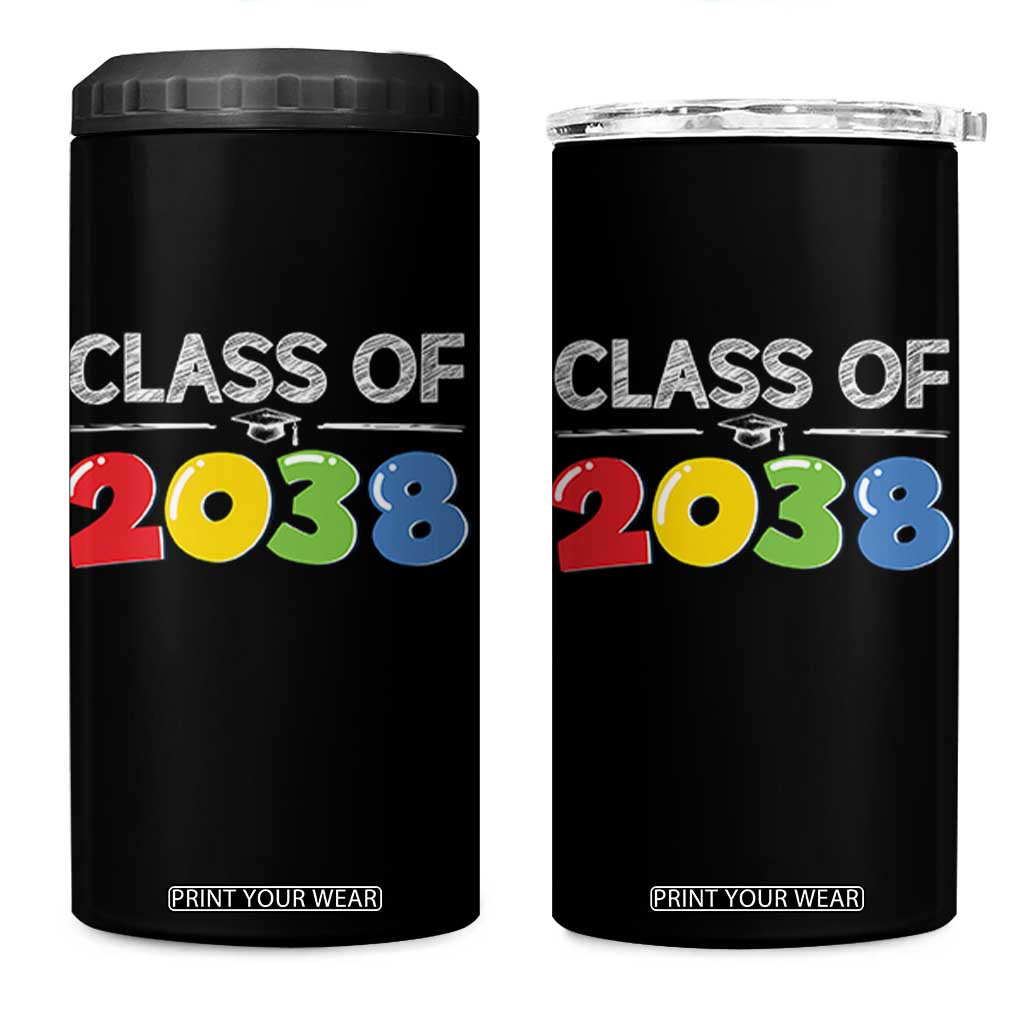 Class of 2038 4 in 1 Can Cooler Tumbler Grow With Me Kindergarten TS10 One Size: 16 oz Black Print Your Wear