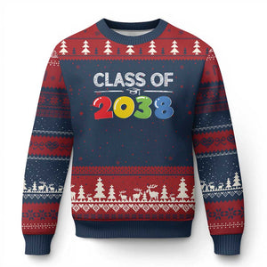 Class of 2038 Ugly Christmas Sweater Grow With Me Kindergarten TS10 Navy Red Print Your Wear