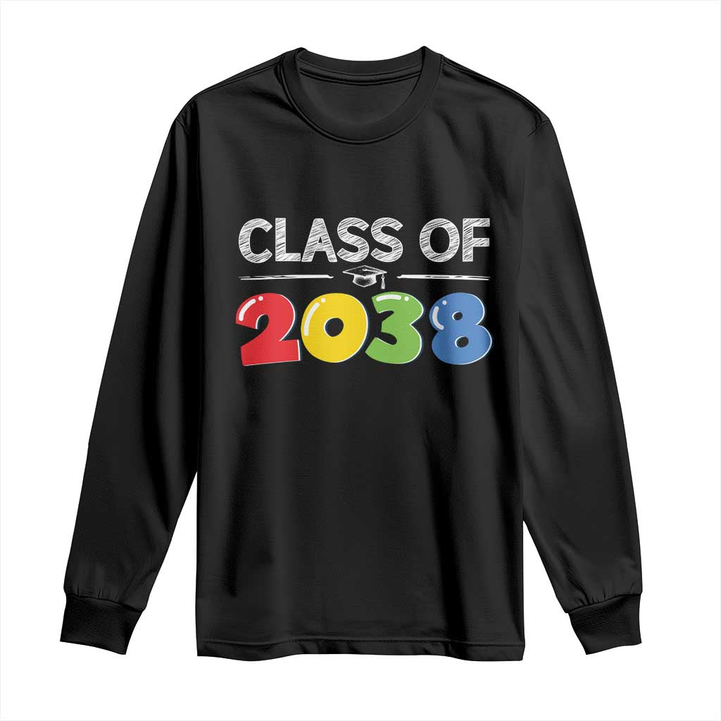 Class of 2038 Long Sleeve Shirt Grow With Me Kindergarten TS10 Black Print Your Wear