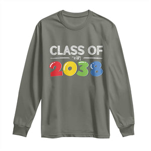 Class of 2038 Long Sleeve Shirt Grow With Me Kindergarten TS10 Military Green Print Your Wear
