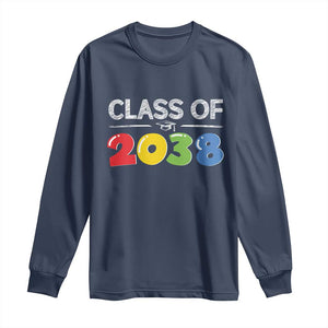 Class of 2038 Long Sleeve Shirt Grow With Me Kindergarten TS10 Navy Print Your Wear