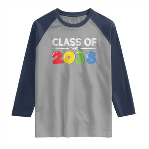 Class of 2038 Raglan Shirt Grow With Me Kindergarten TS10 Sport Gray Navy Print Your Wear