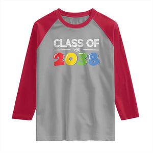 Class of 2038 Raglan Shirt Grow With Me Kindergarten TS10 Sport Gray Red Print Your Wear