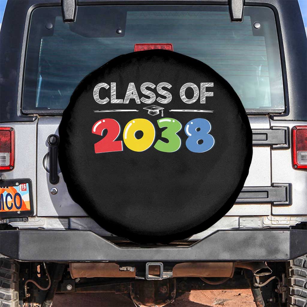 Class of 2038 Spare Tire Cover Grow With Me Kindergarten TS10 No hole Black Print Your Wear