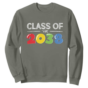 Class of 2038 Sweatshirt Grow With Me Kindergarten TS10 Military Green Print Your Wear