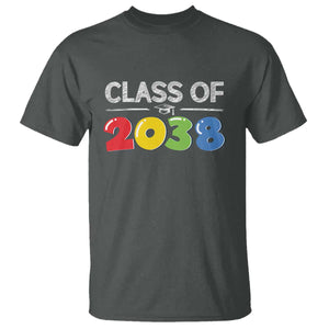 Class of 2038 T Shirt Grow With Me Kindergarten TS10 Dark Heather Print Your Wear