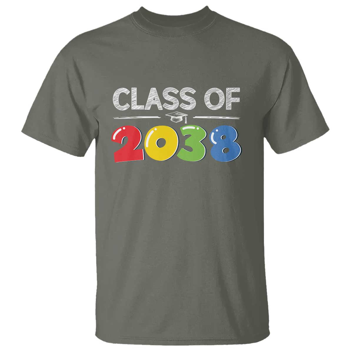 Class of 2038 T Shirt Grow With Me Kindergarten TS10 Military Green Print Your Wear