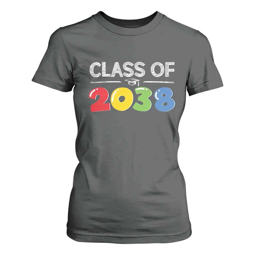 Class of 2038 T Shirt For Women Grow With Me Kindergarten TS10 Dark Heather Print Your Wear