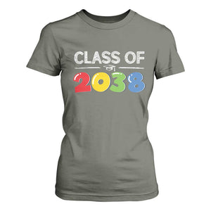 Class of 2038 T Shirt For Women Grow With Me Kindergarten TS10 Military Green Print Your Wear