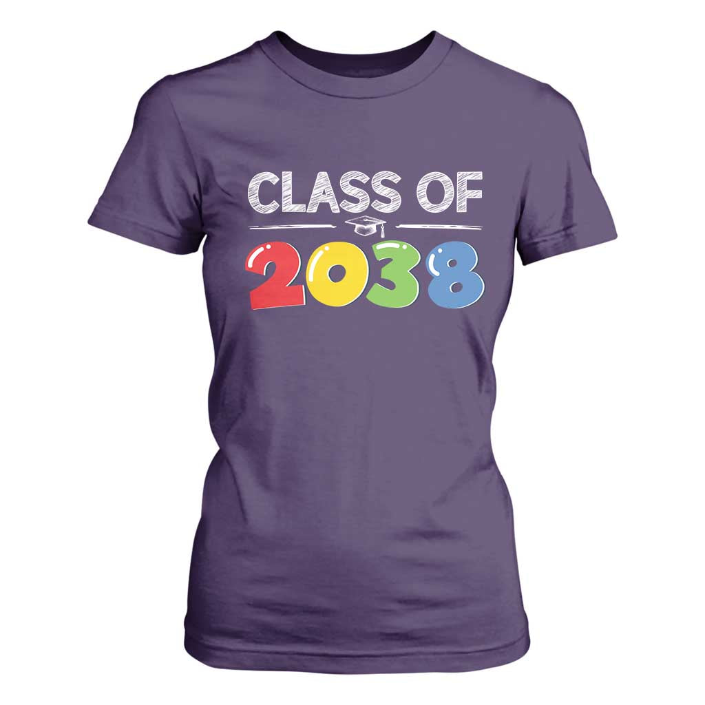 Class of 2038 T Shirt For Women Grow With Me Kindergarten TS10 Purple Print Your Wear