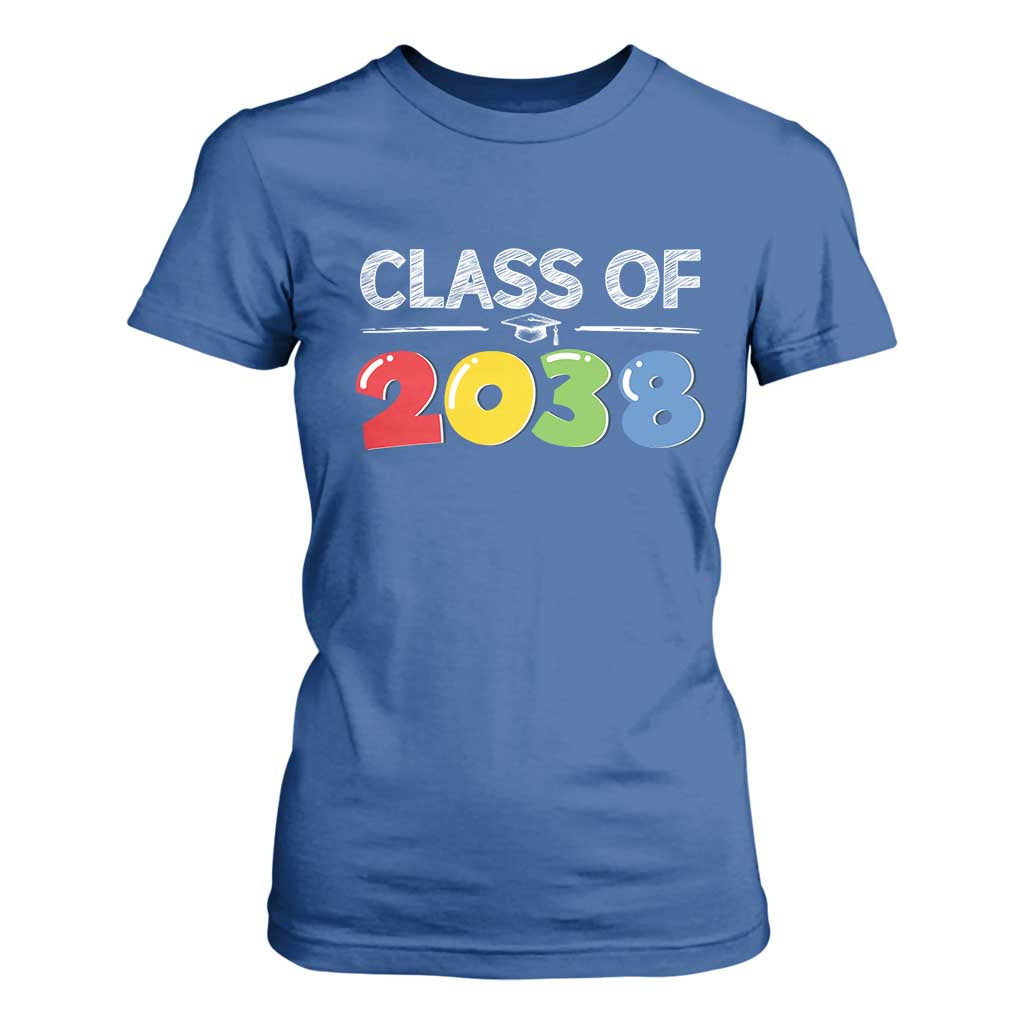 Class of 2038 T Shirt For Women Grow With Me Kindergarten TS10 Royal Blue Print Your Wear