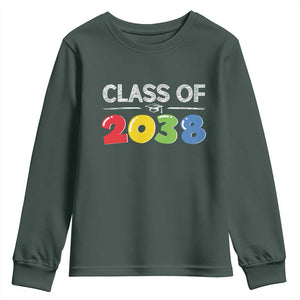Class of 2038 Youth Sweatshirt Grow With Me Kindergarten TS10 Dark Forest Green Print Your Wear