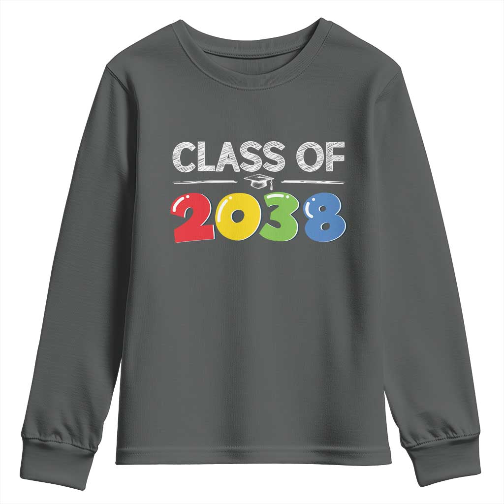 Class of 2038 Youth Sweatshirt Grow With Me Kindergarten TS10 Dark Heather Print Your Wear