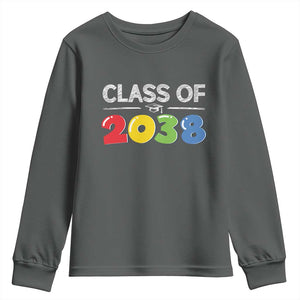 Class of 2038 Youth Sweatshirt Grow With Me Kindergarten TS10 Dark Heather Print Your Wear