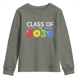 Class of 2038 Youth Sweatshirt Grow With Me Kindergarten TS10 Military Green Print Your Wear