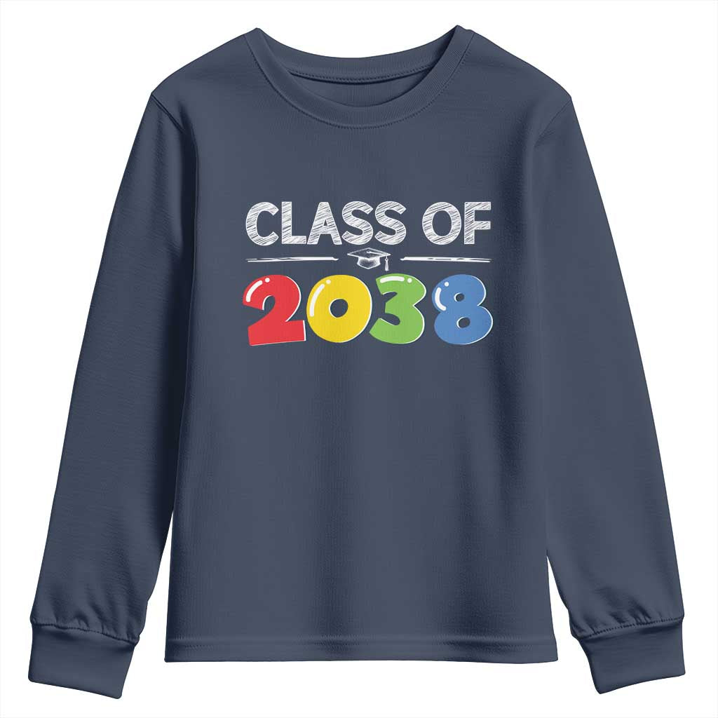Class of 2038 Youth Sweatshirt Grow With Me Kindergarten TS10 Navy Print Your Wear