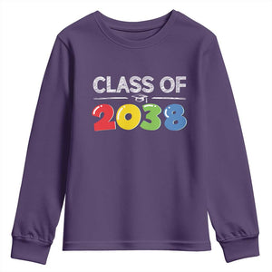 Class of 2038 Youth Sweatshirt Grow With Me Kindergarten TS10 Purple Print Your Wear