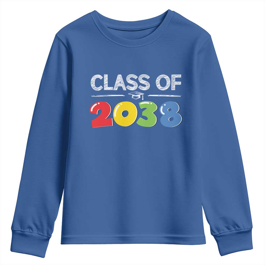Class of 2038 Youth Sweatshirt Grow With Me Kindergarten TS10 Royal Blue Print Your Wear