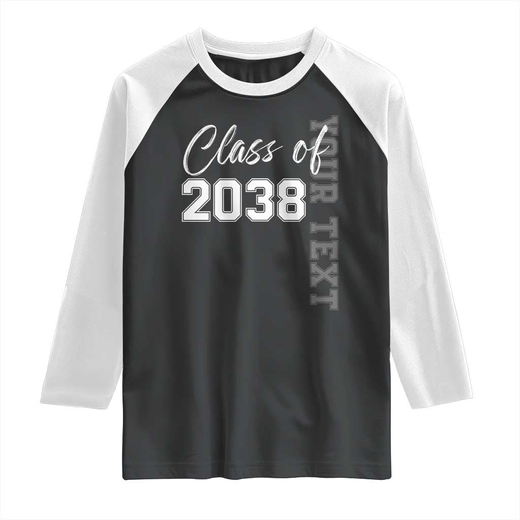 Personalized Class of 2038 Raglan Shirt Custom Name Grow With Me Count Down Graduating TS10 Black White Print Your Wear