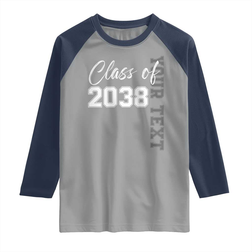 Personalized Class of 2038 Raglan Shirt Custom Name Grow With Me Count Down Graduating TS10 Sport Gray Navy Print Your Wear