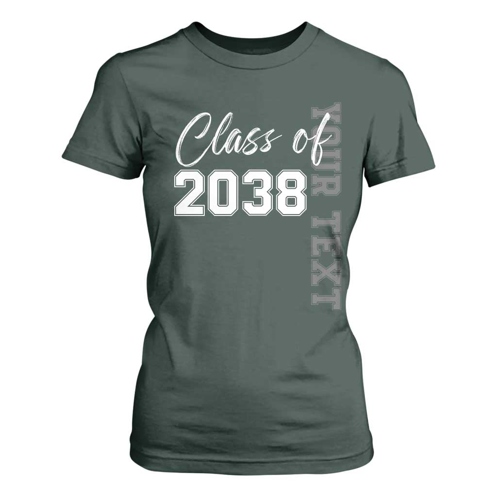 Personalized Class of 2038 T Shirt For Women Custom Name Grow With Me Count Down Graduating TS10 Dark Forest Green Print Your Wear