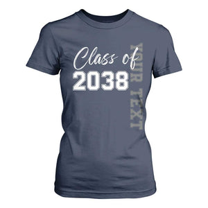 Personalized Class of 2038 T Shirt For Women Custom Name Grow With Me Count Down Graduating TS10 Navy Print Your Wear
