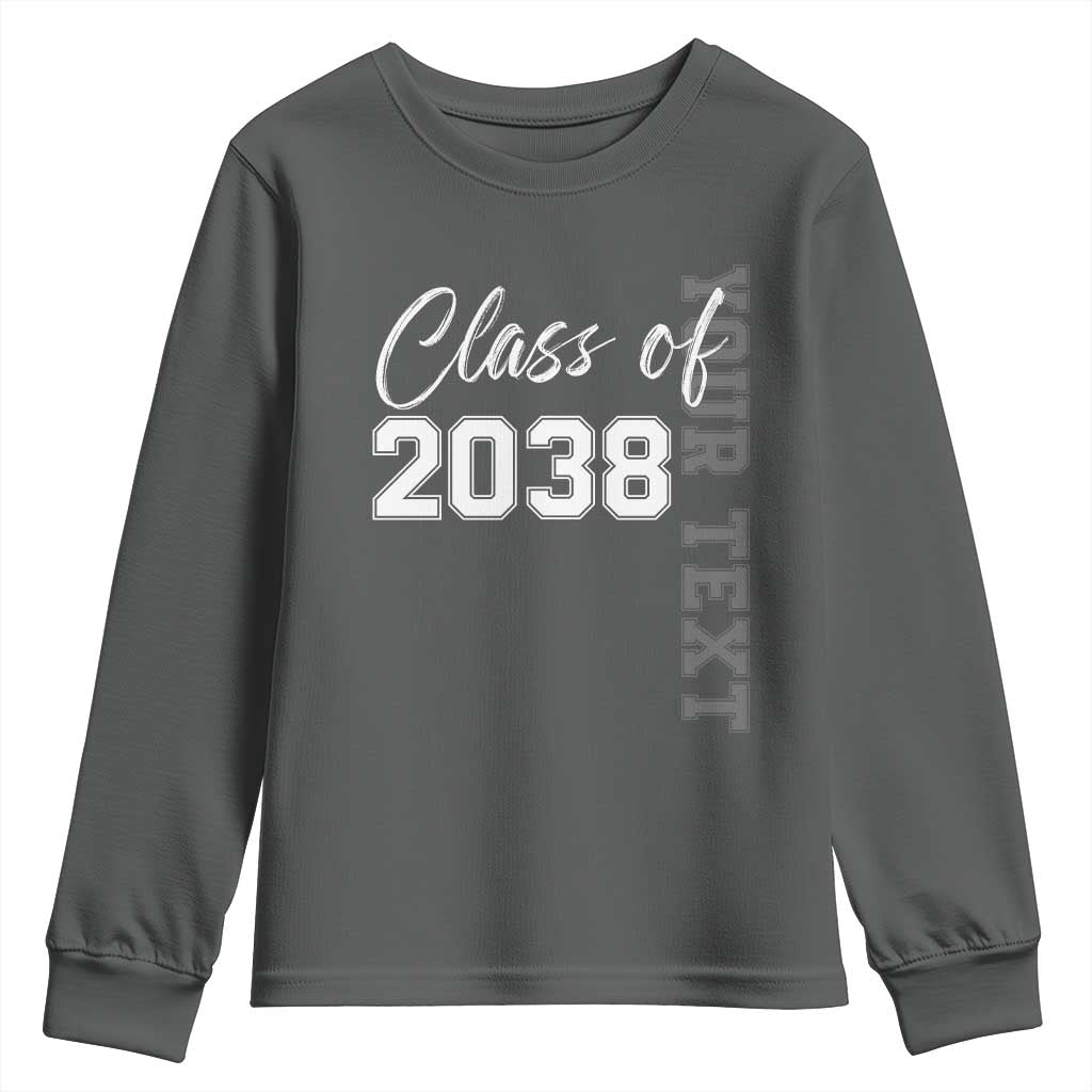 Personalized Class of 2038 Youth Sweatshirt Custom Name Grow With Me Count Down Graduating TS10 Dark Heather Print Your Wear