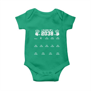 Class of 2038 Grow With Me Baby Onesie Handprint Pre-K to 12th Grade Graduation TS10 Irish Green Print Your Wear