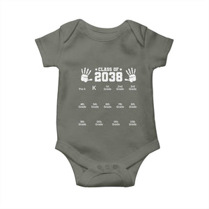 Class of 2038 Grow With Me Baby Onesie Handprint Pre-K to 12th Grade Graduation TS10 Military Green Print Your Wear