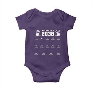 Class of 2038 Grow With Me Baby Onesie Handprint Pre-K to 12th Grade Graduation TS10 Purple Print Your Wear
