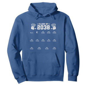 Class of 2038 Grow With Me Hoodie Handprint Pre-K to 12th Grade Graduation TS10 Royal Blue Print Your Wear